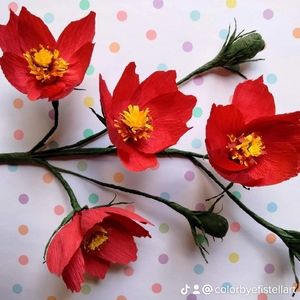 Handmade paper flowers on steam